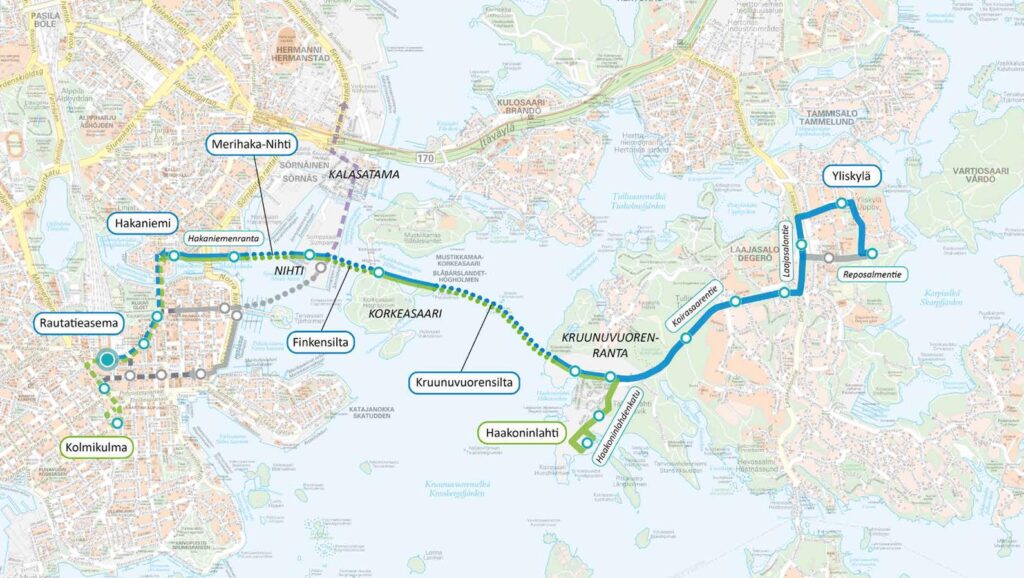 Helsinki zatwierdziły finansowanie nowej linii tramwajowej Crown Bridges [MAPA]