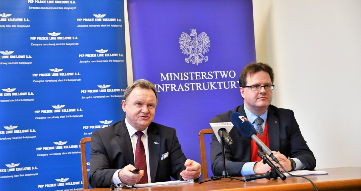 Od lewej: Ireneusz Merchel, prezes Zarządu PKP PLK, Andrzej Bittel, Sekretarz Stanu w Ministerstwie Infrastruktury (Fot. PKP PLK)