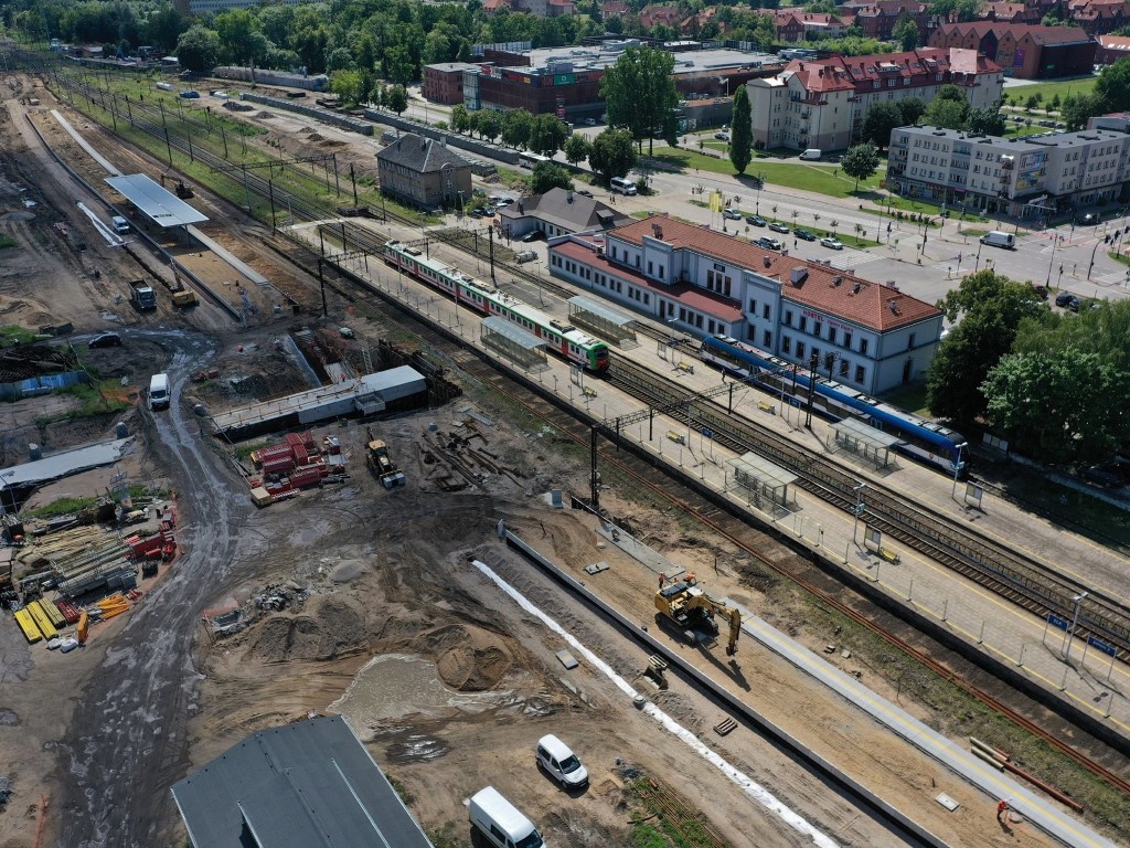 Stacja Ełk, widok z drona (fot. Szymon Grochowski / PKP PLK)