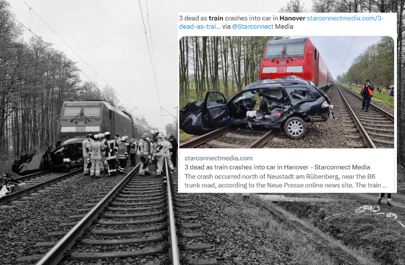 Tragiczny wypadek w Hanowerze. W niedzielę rano samochód osobowy wjechał pod pociąg. Śmierć na miejscu poniosły trzy młode osoby.