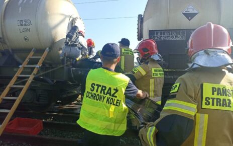 Akcja strażaków i funkcjonariuszy SOK w Szczecinie (fot. Straż Ochrony Kolei)