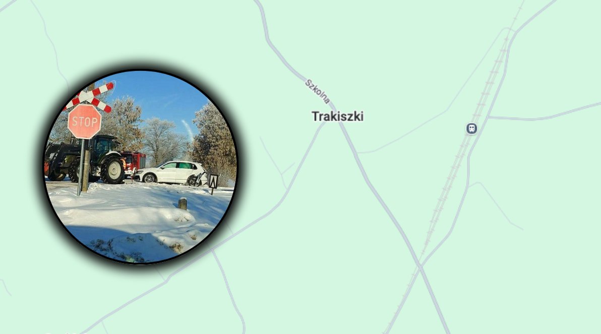 Kolizja na przejeździe kolejowym w Trakiszkach