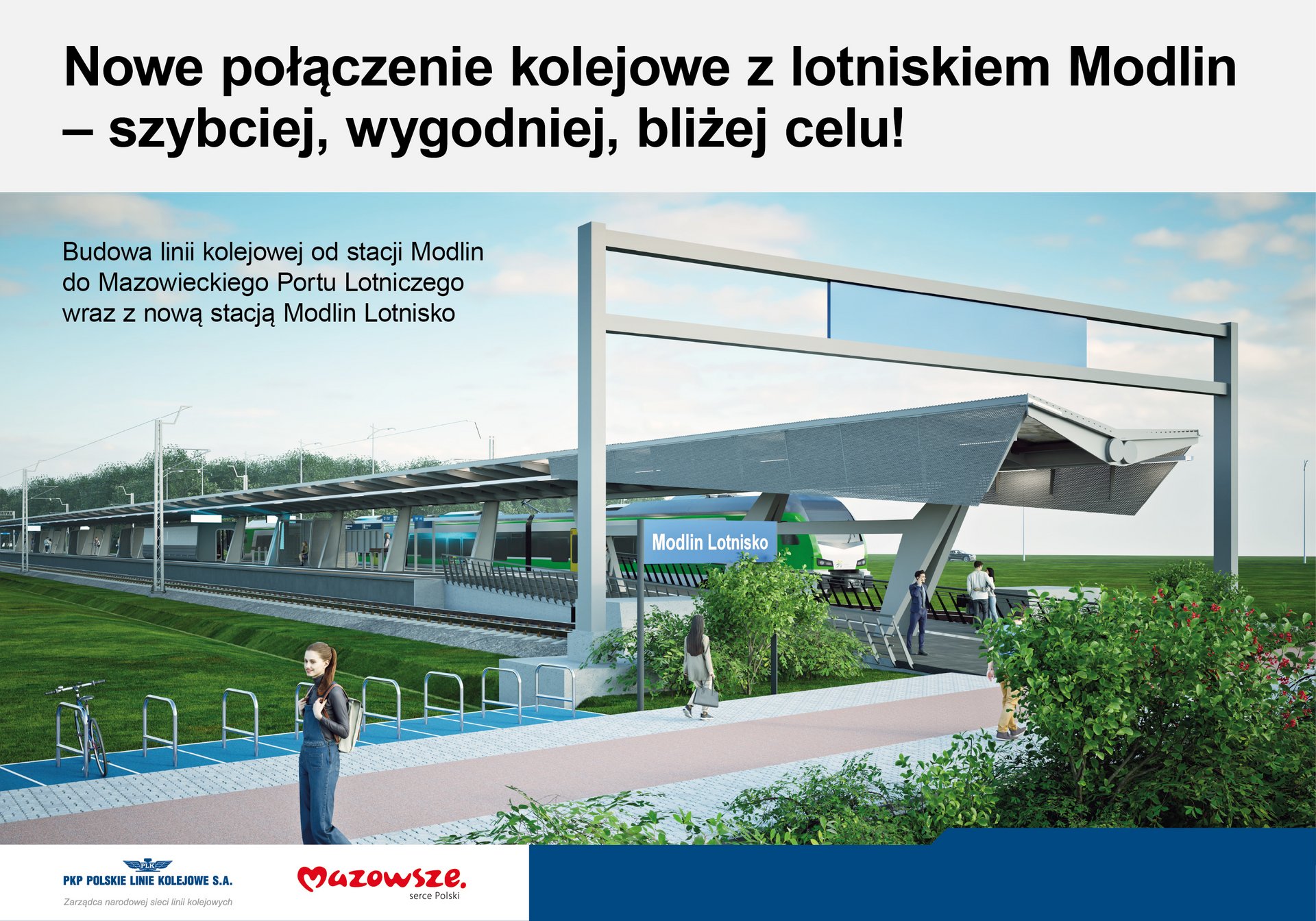 PKP PLK ogłosiły przetarg na połączenie kolejowe na lotnisko w Modlinie