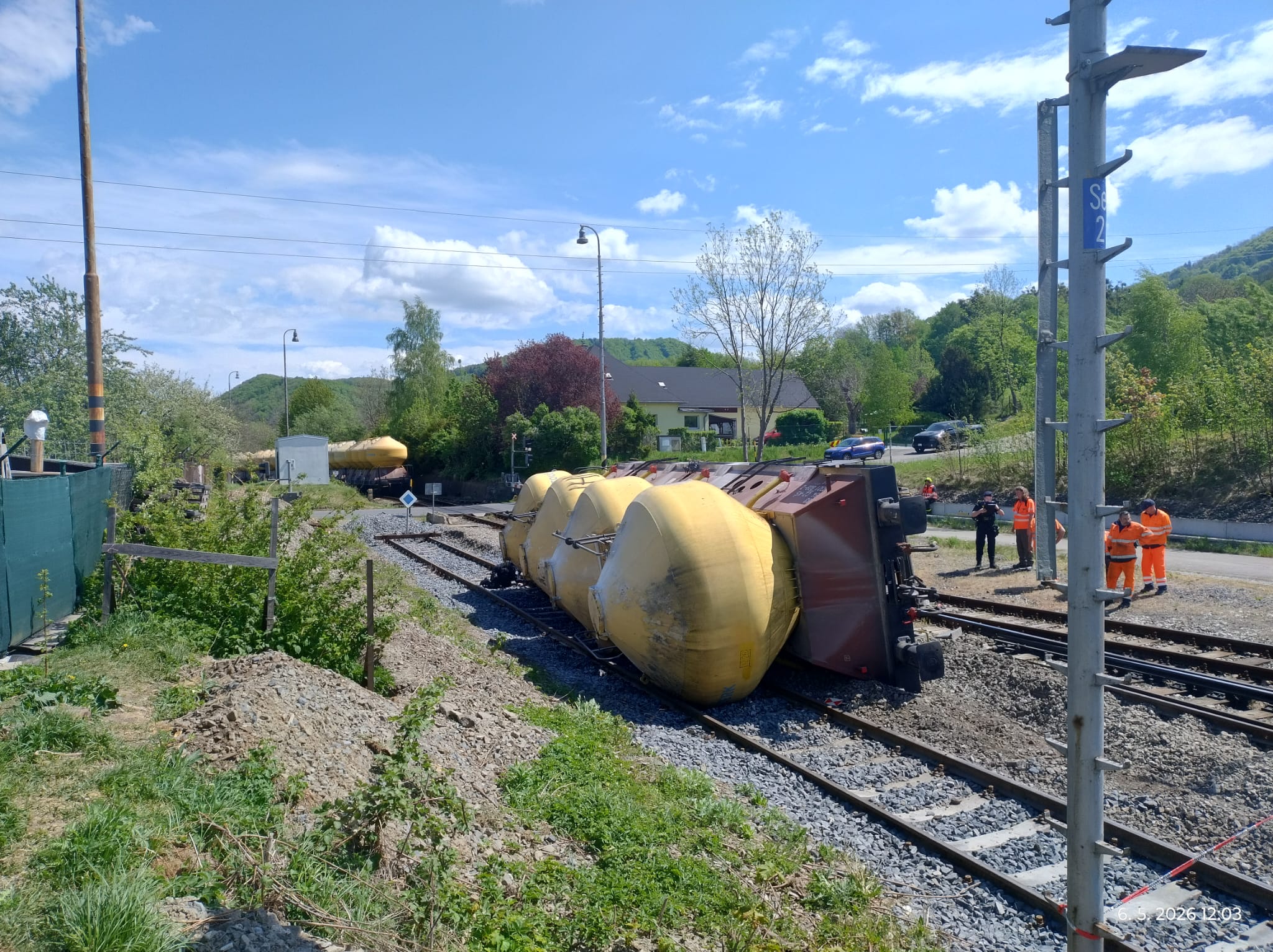 Wykolejenie wagonu towarowego w Štramberku