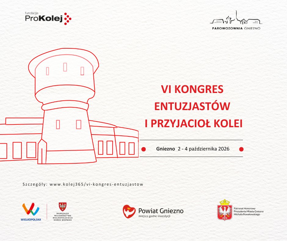 Kolejowy weekend, którego nie można przegapić. Ruszyły zapisy na Kongres Entuzjastów i Przyjaciół Kolei w Gnieźnie